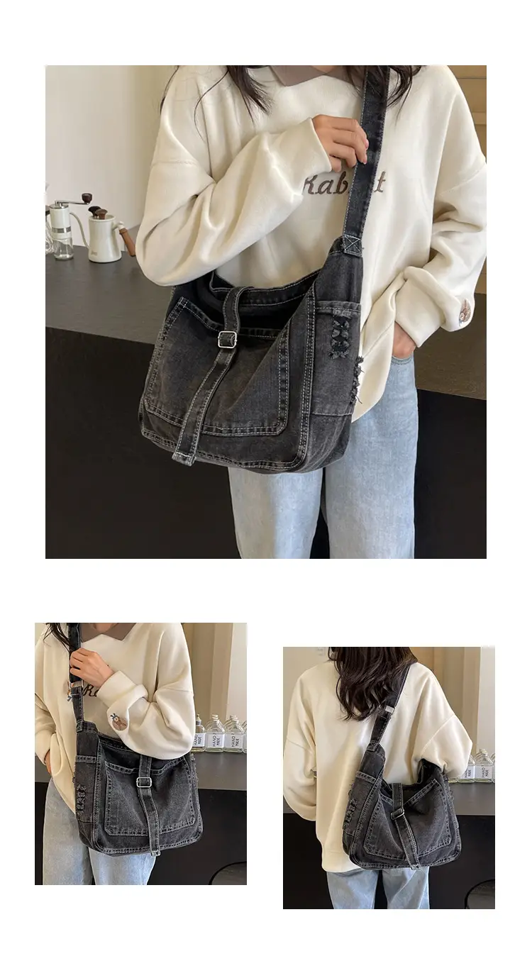 Women's Blue Denim Shoulder Tote Bag 2024 — feature 12