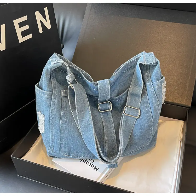 Women's Blue Denim Shoulder Tote Bag 2024 — feature 14