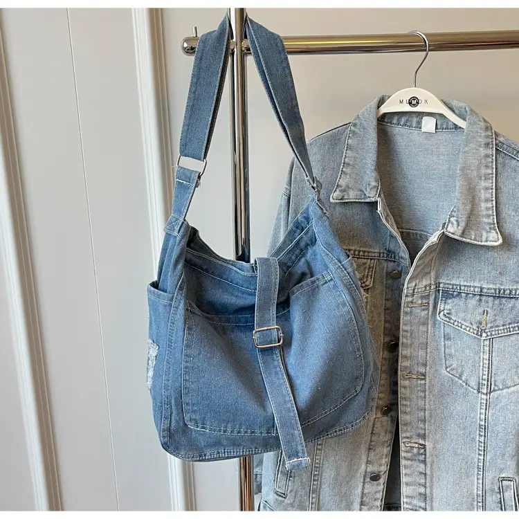 Women's Blue Denim Shoulder Tote Bag 2024 — feature 16