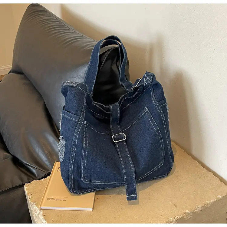 Women's Blue Denim Shoulder Tote Bag 2024 — feature 17