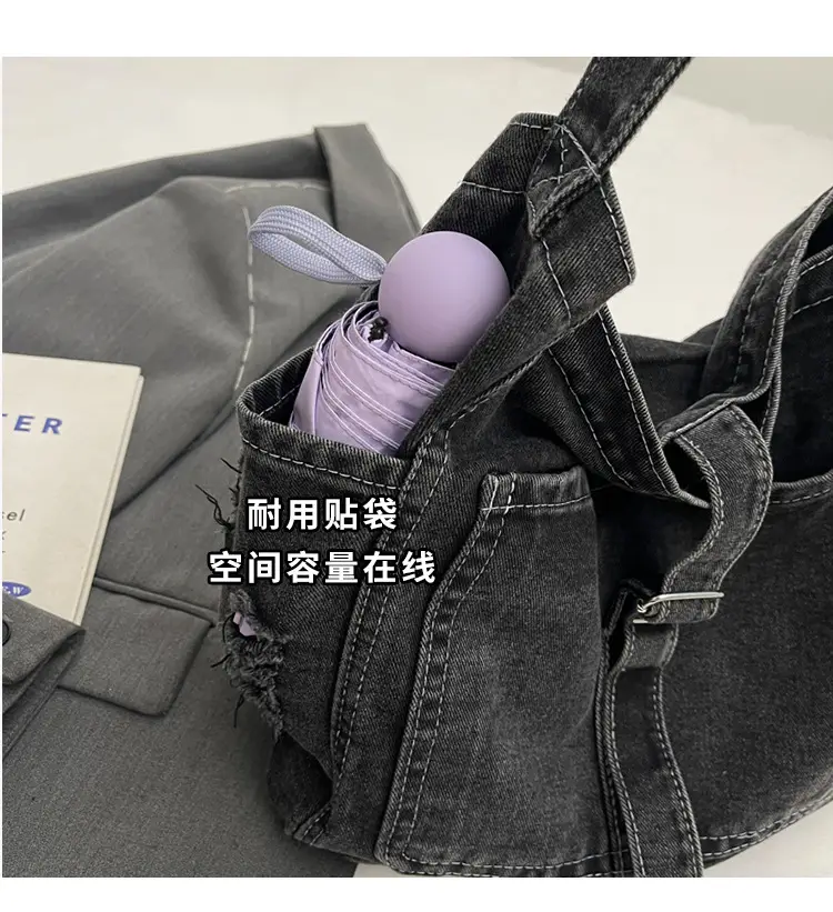 Women's Blue Denim Shoulder Tote Bag 2024 — feature 5