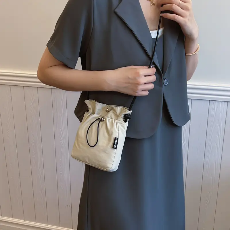 2024 Black Mini Phone Bag Women Drawstring Canvas - Image 5
