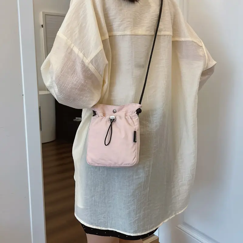 2024 Black Mini Phone Bag Women Drawstring Canvas - Image 6