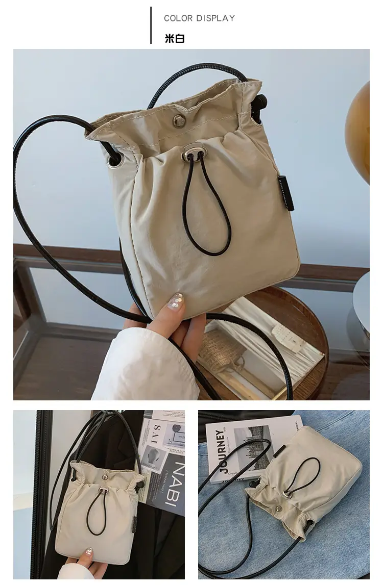 2024 Black Mini Phone Bag Women Drawstring Canvas — feature 17