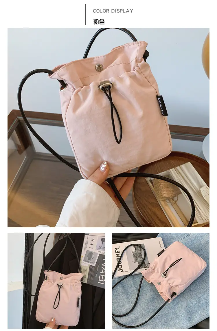 2024 Black Mini Phone Bag Women Drawstring Canvas — feature 18