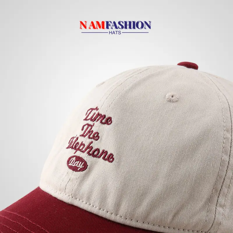 Men Vintage Baseball Cap Navy Brown Washed Soft Top — feature 11