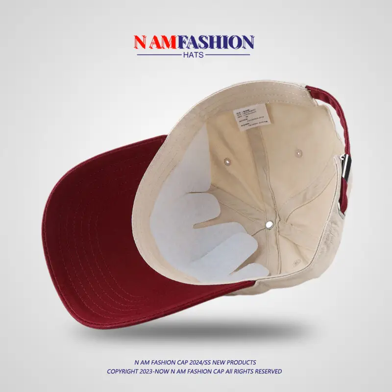 Men Vintage Baseball Cap Navy Brown Washed Soft Top — feature 13