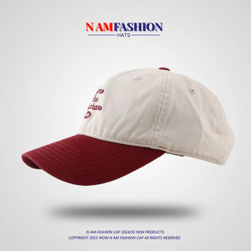 Men Vintage Baseball Cap Navy Brown Washed Soft Top — feature 9