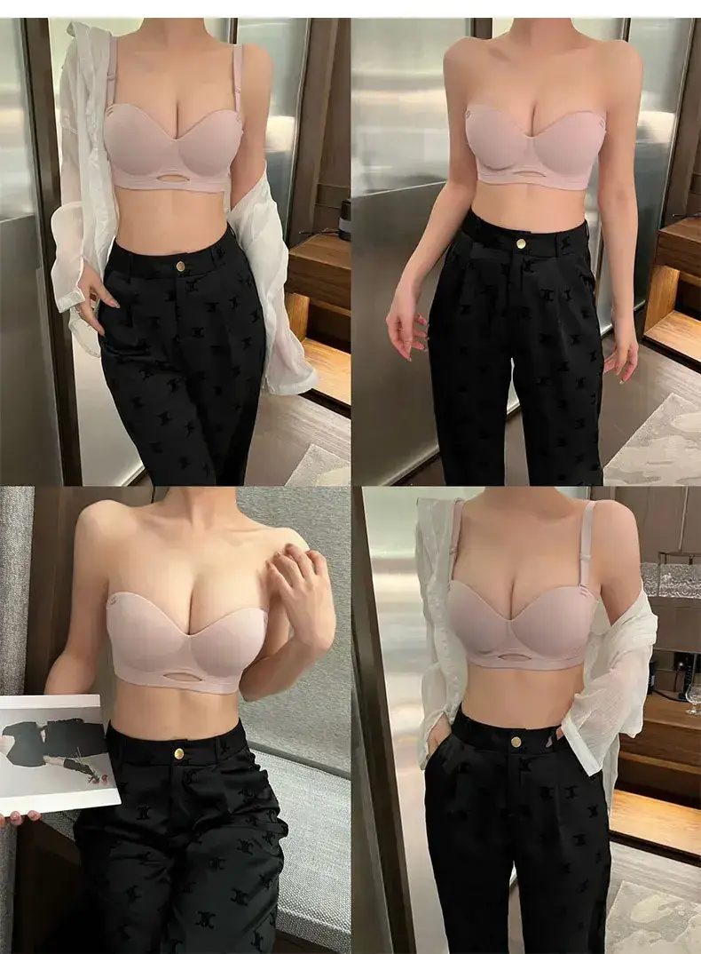 Black Seamless Hollow Strapless Bra for Women — feature 19