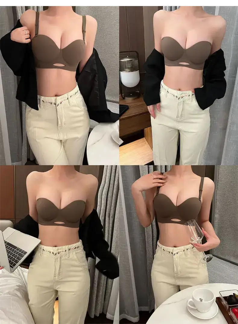 Black Seamless Hollow Strapless Bra for Women — feature 20