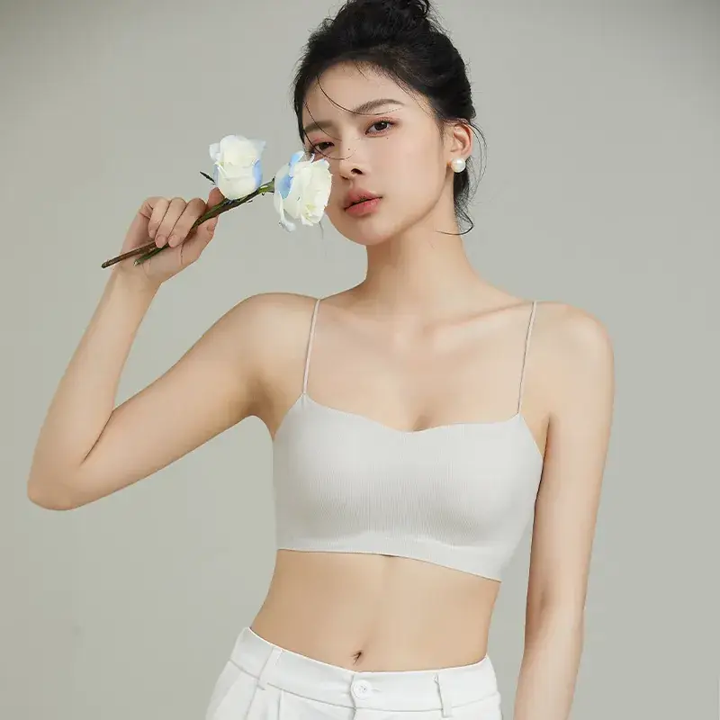 Black Strapless Underwear Ice Silk Sling Back Bra - Image 10