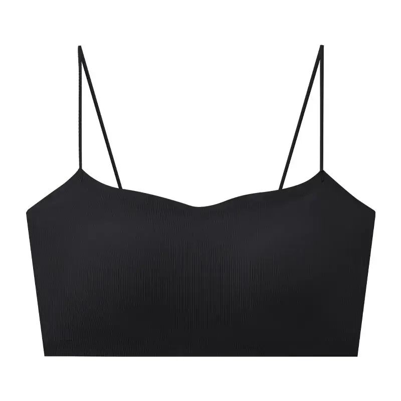 Black Strapless Underwear Ice Silk Sling Back Bra - Image 6