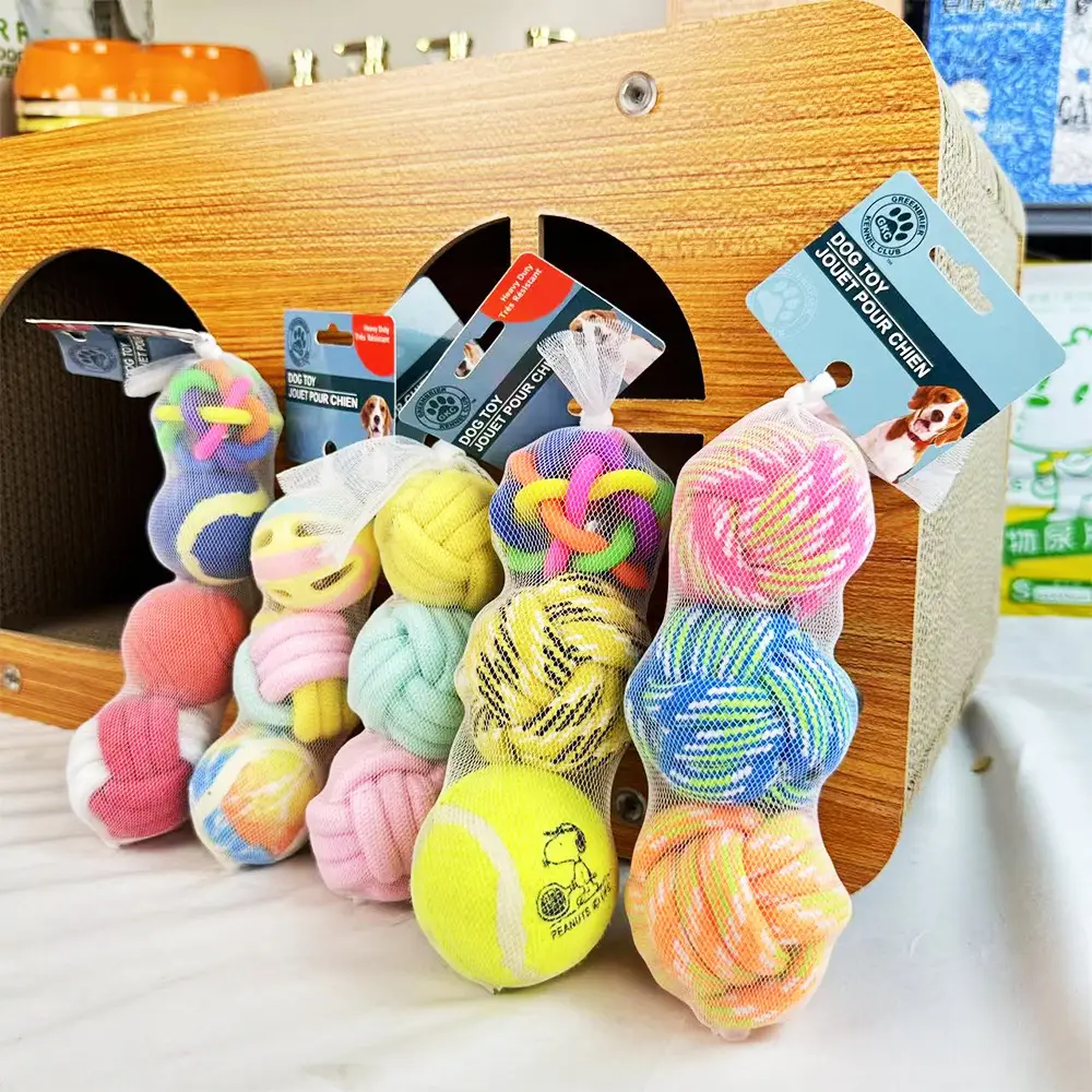 Pet Dog Toy Dog Dog Products Combination suit Bite-resistant Cotton Rope Ball Bell Ball Self-relief Pet Ball