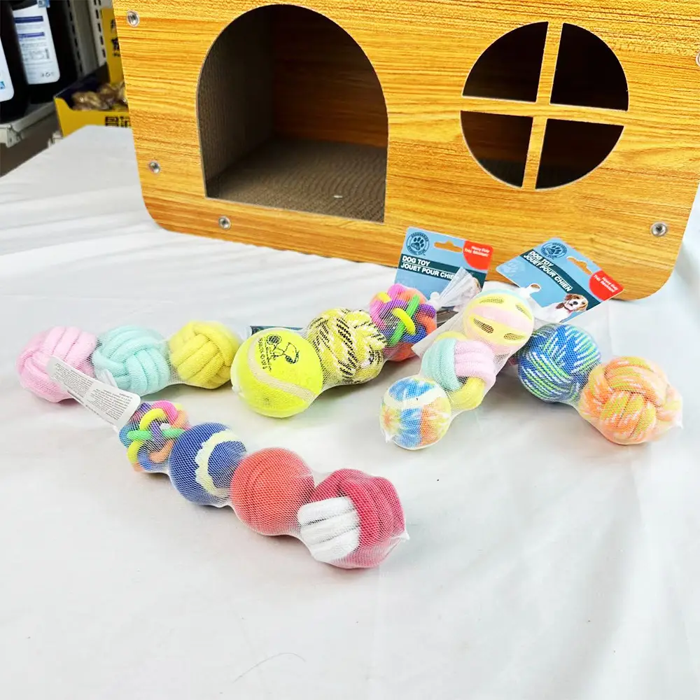 Pet Dog Toy Dog Dog Products Combination suit Bite-resistant Cotton Rope Ball Bell Ball Self-relief Pet Ball