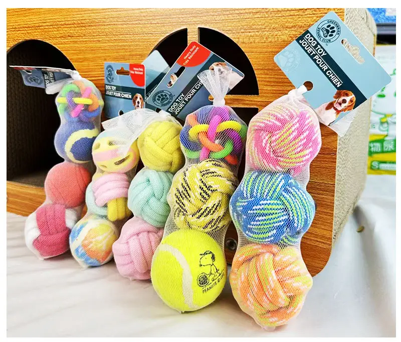 Pet Dog Toy Dog Dog Products Combination suit Bite-resistant Cotton Rope Ball Bell Ball Self-relief Pet Ball — feature 2