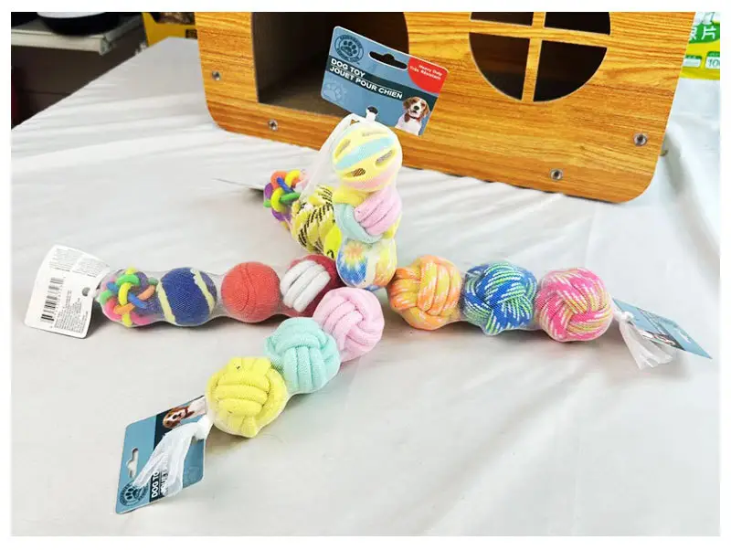 Pet Dog Toy Dog Dog Products Combination suit Bite-resistant Cotton Rope Ball Bell Ball Self-relief Pet Ball — feature 3