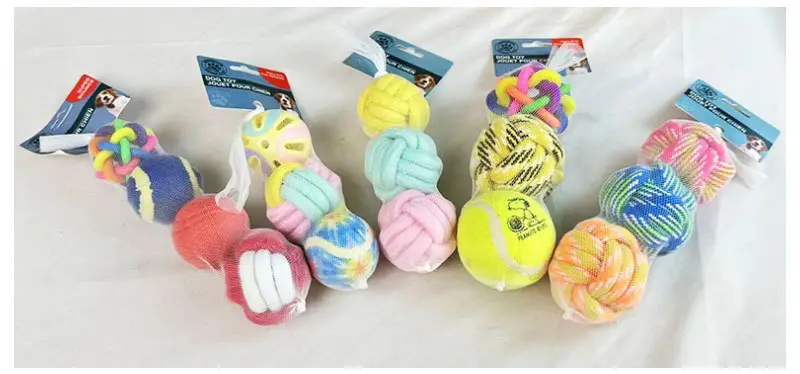 Pet Dog Toy Dog Dog Products Combination suit Bite-resistant Cotton Rope Ball Bell Ball Self-relief Pet Ball — feature 4