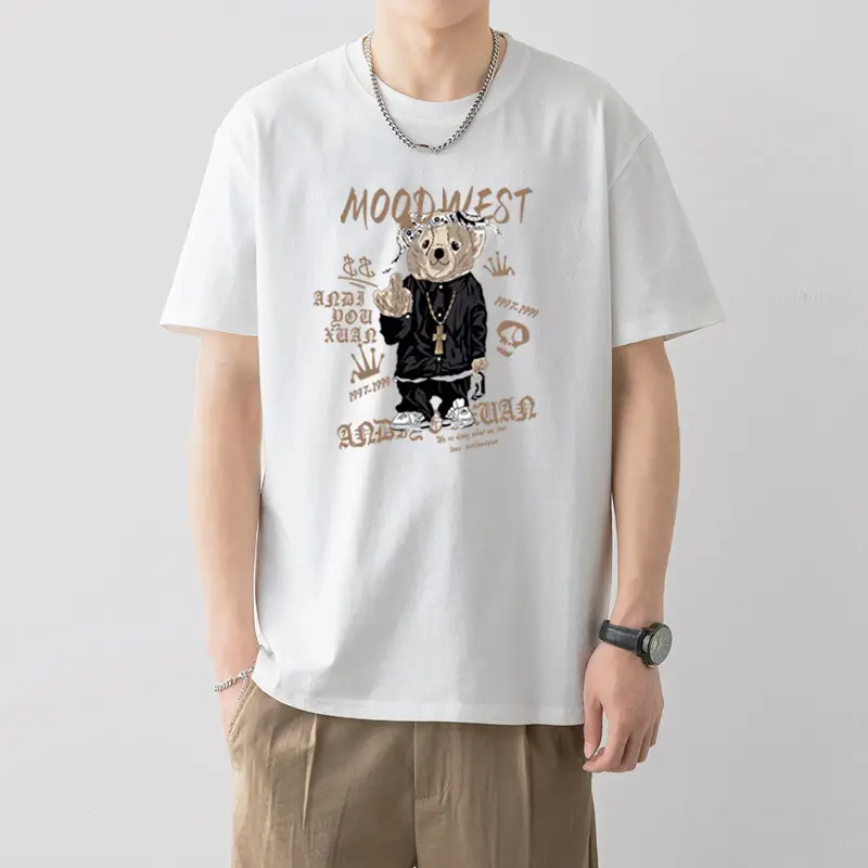 Men Silent Night Dragon Printed T-Shirt White - Image 12