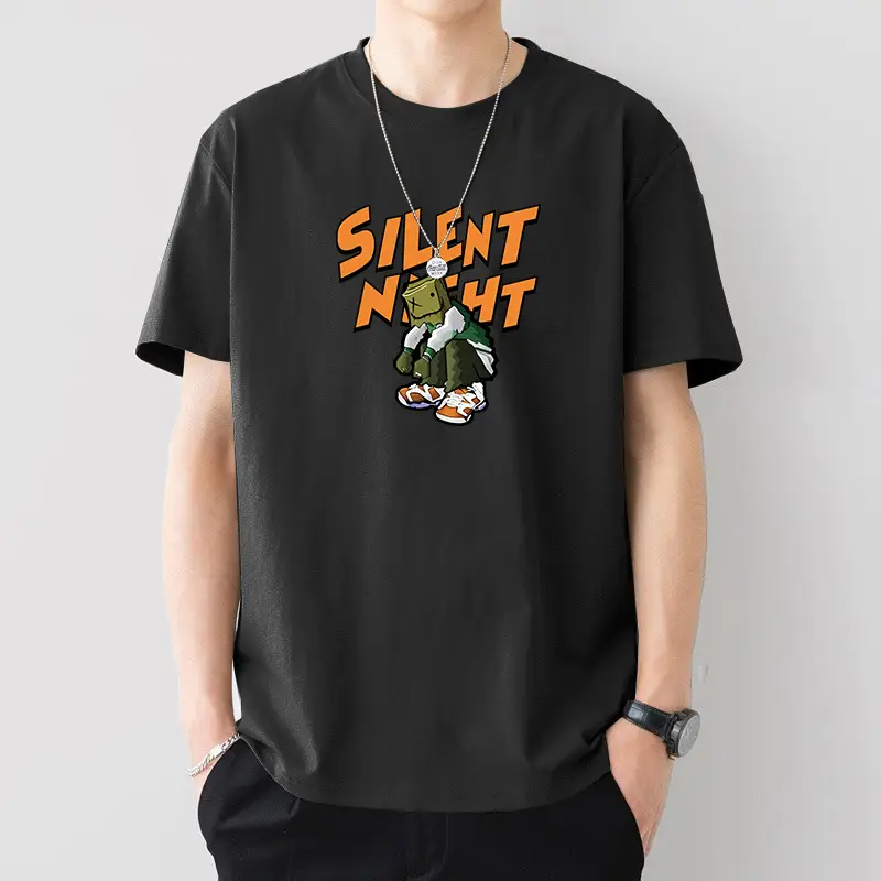 Men Silent Night Dragon Printed T-Shirt White - Image 5