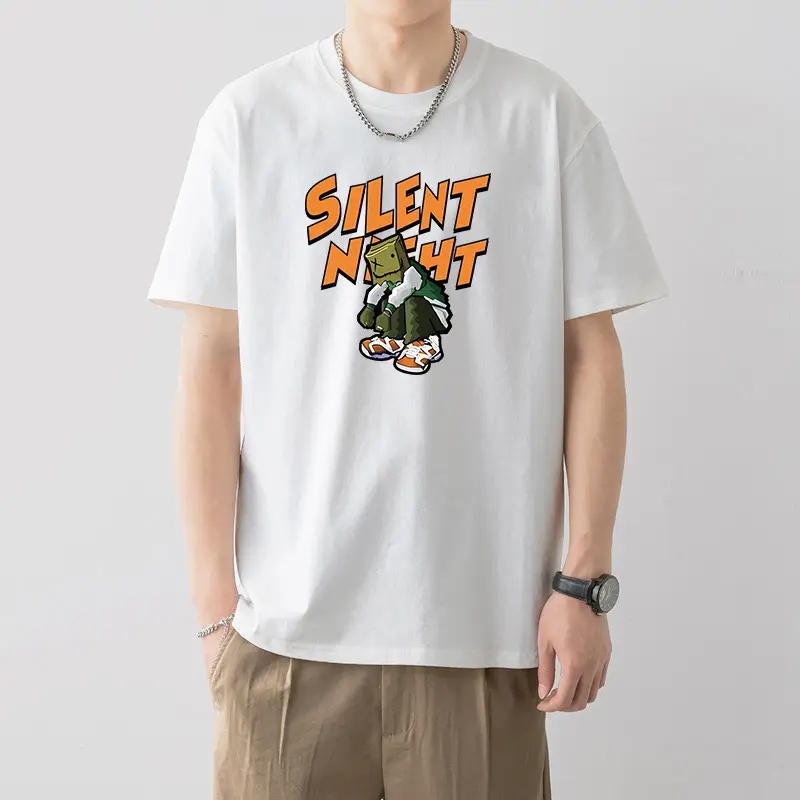 Men Silent Night Dragon Printed T-Shirt White - Image 6