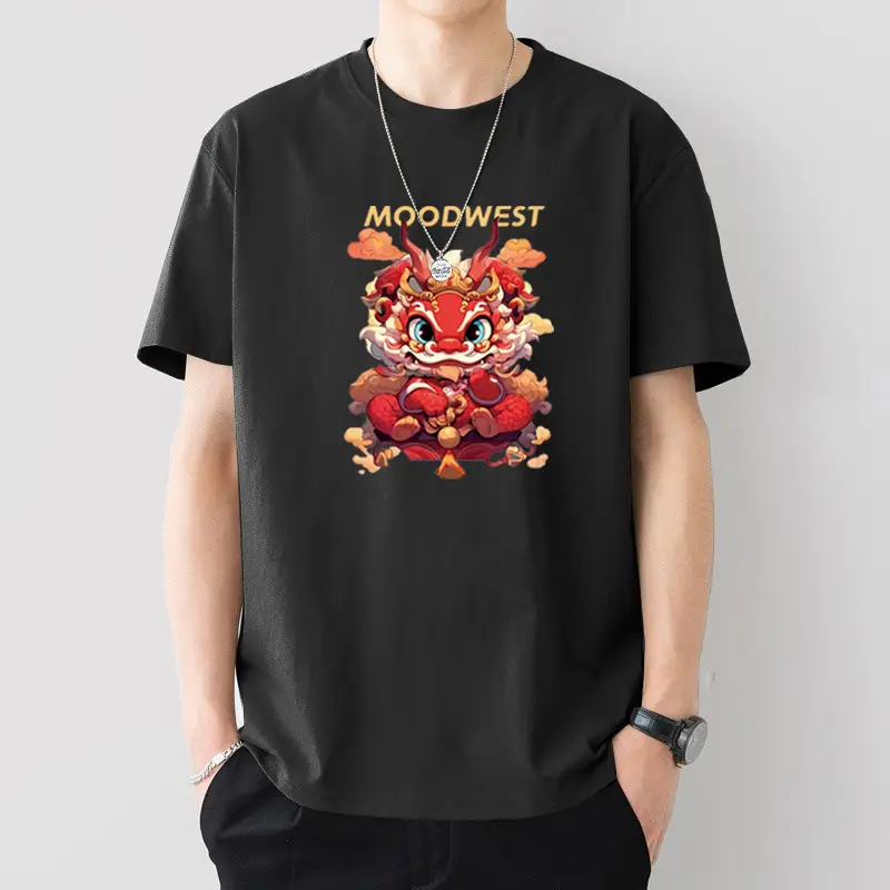 Men Silent Night Dragon Printed T-Shirt White - Image 7