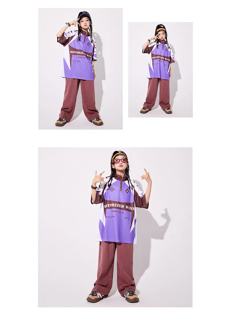 Boys Hip-hop Cool Pants Purple Brown Loose Summer — feature 9