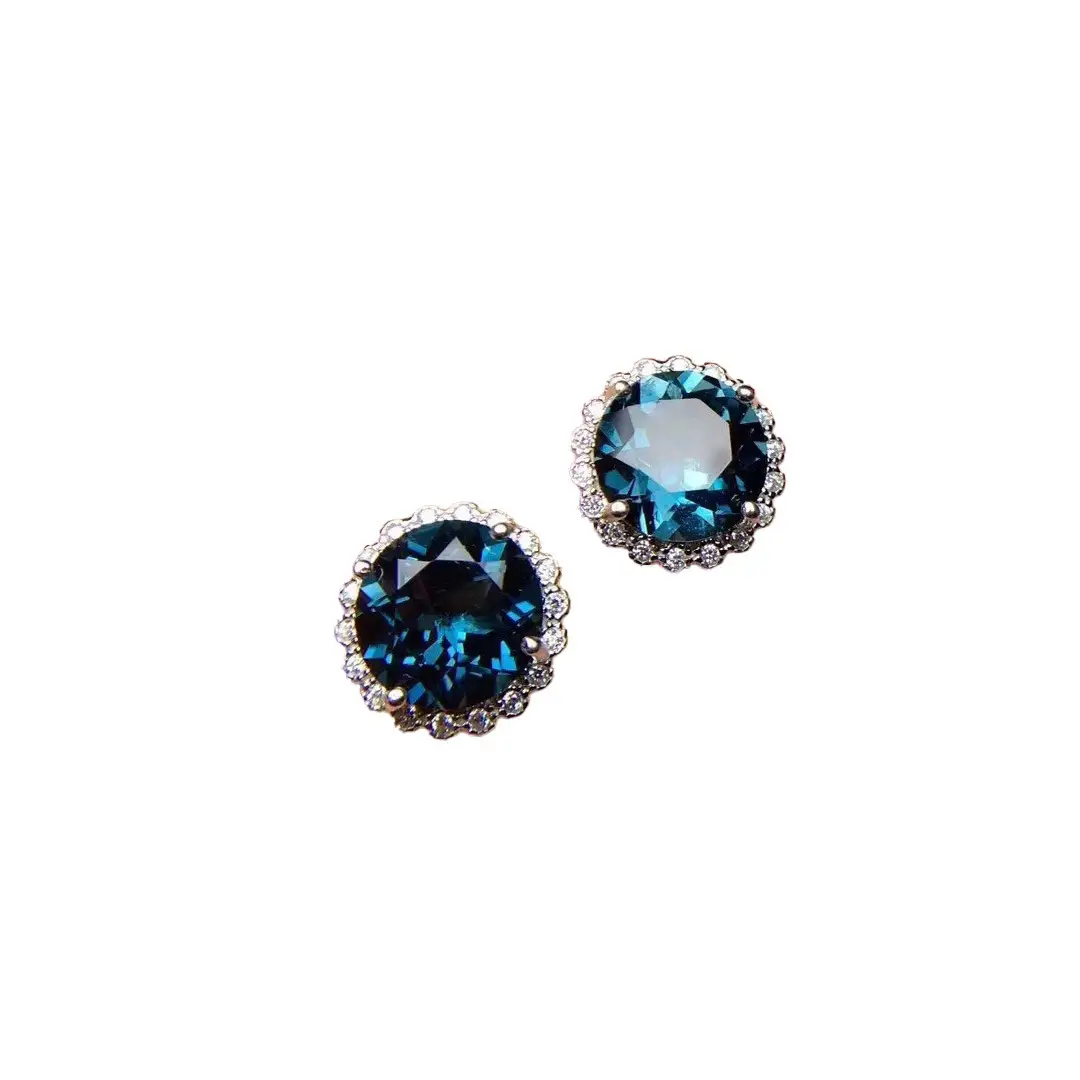 New Blue Crystal Pendant Earrings Set for Women