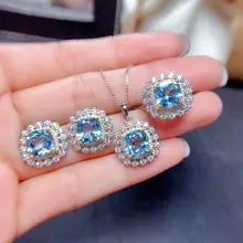 New Blue Crystal Pendant Earrings Set for Women — feature 10