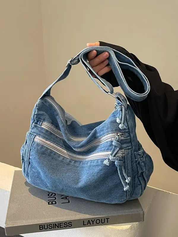 Retro Denim Shoulder Bag Women 2024 Large Capacity - Image 5