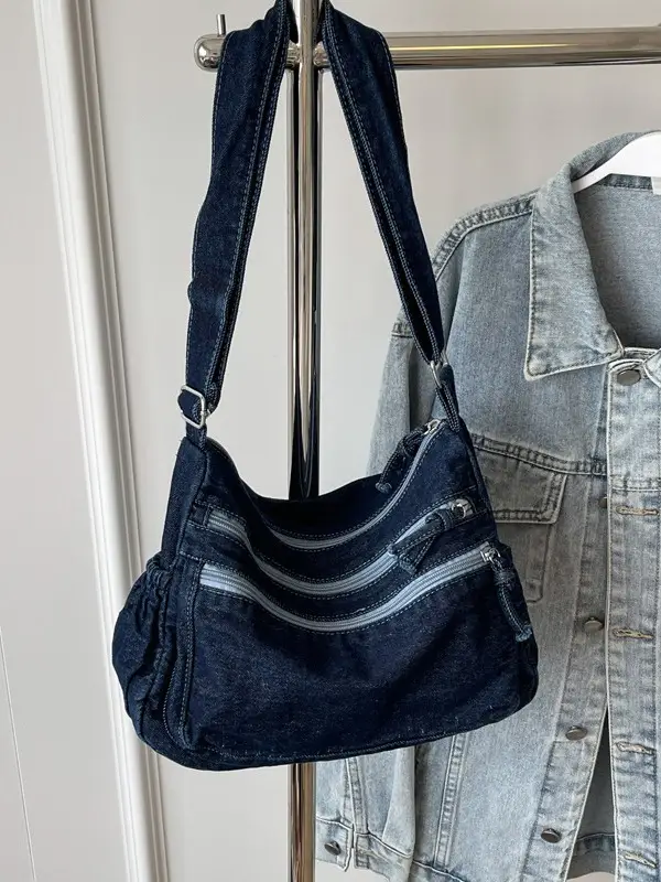Retro Denim Shoulder Bag Women 2024 Large Capacity - Image 7