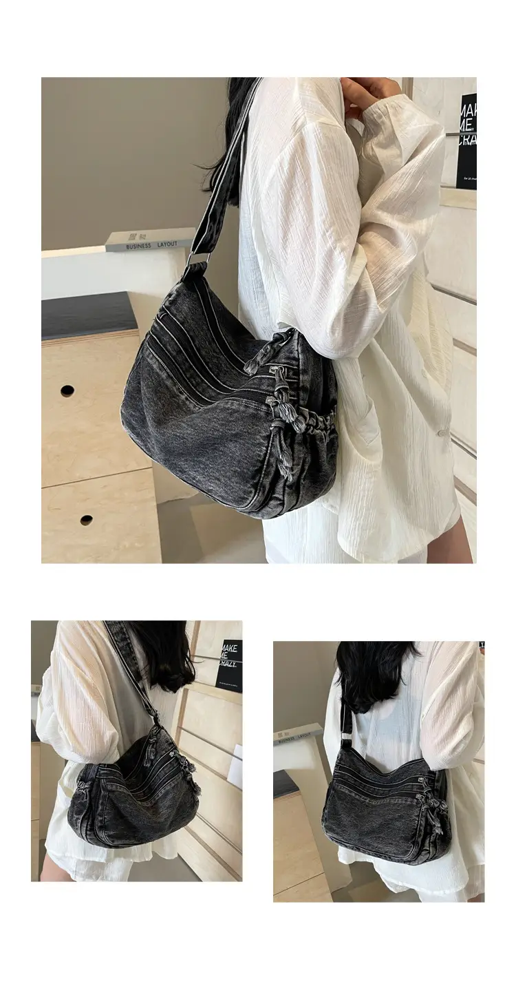 Retro Denim Shoulder Bag Women 2024 Large Capacity — feature 12