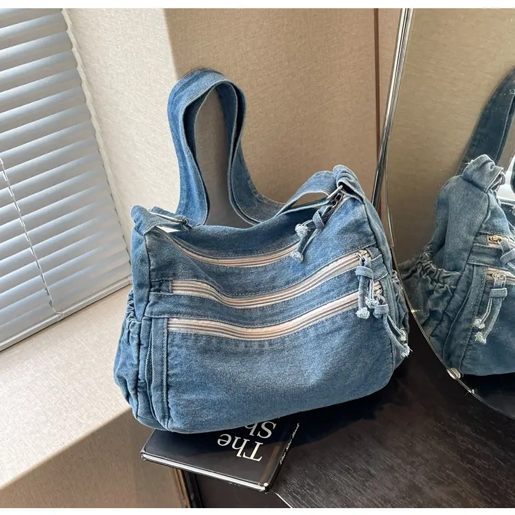 Retro Denim Shoulder Bag Women 2024 Large Capacity — feature 15
