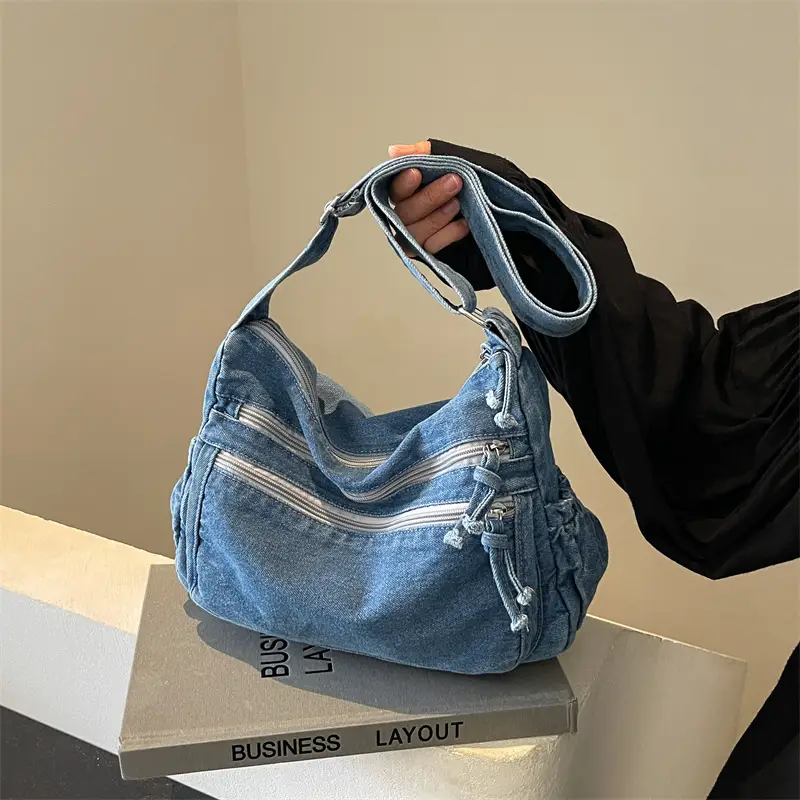 Retro Denim Shoulder Bag Women 2024 Large Capacity - Image 2