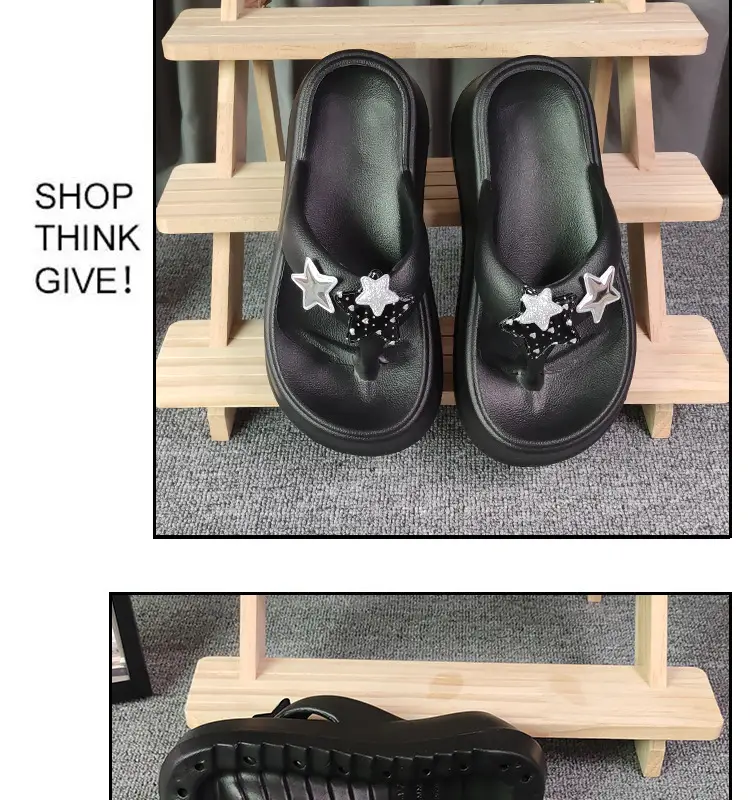 Summer Flip-flops Women's High-heeled Star Cartoon Summer Outer Wear Thick-soled Height-increasing Seaside Beach Non-slip Flip-flops — feature 14