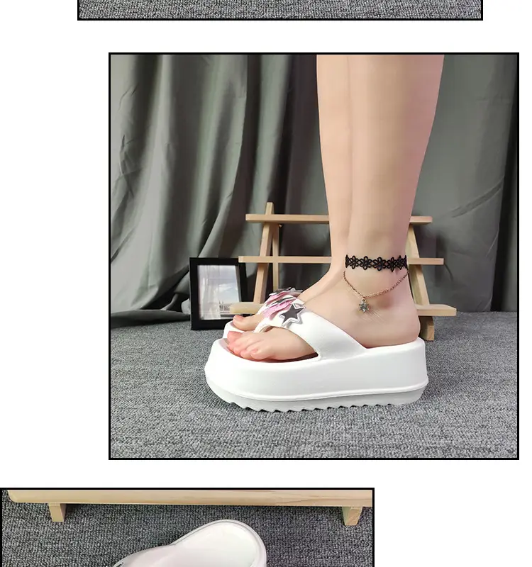 Summer Flip-flops Women's High-heeled Star Cartoon Summer Outer Wear Thick-soled Height-increasing Seaside Beach Non-slip Flip-flops — feature 17