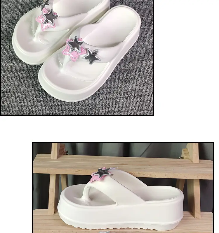 Summer Flip-flops Women's High-heeled Star Cartoon Summer Outer Wear Thick-soled Height-increasing Seaside Beach Non-slip Flip-flops — feature 18