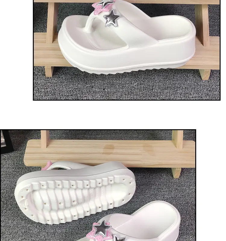 Summer Flip-flops Women's High-heeled Star Cartoon Summer Outer Wear Thick-soled Height-increasing Seaside Beach Non-slip Flip-flops — feature 19