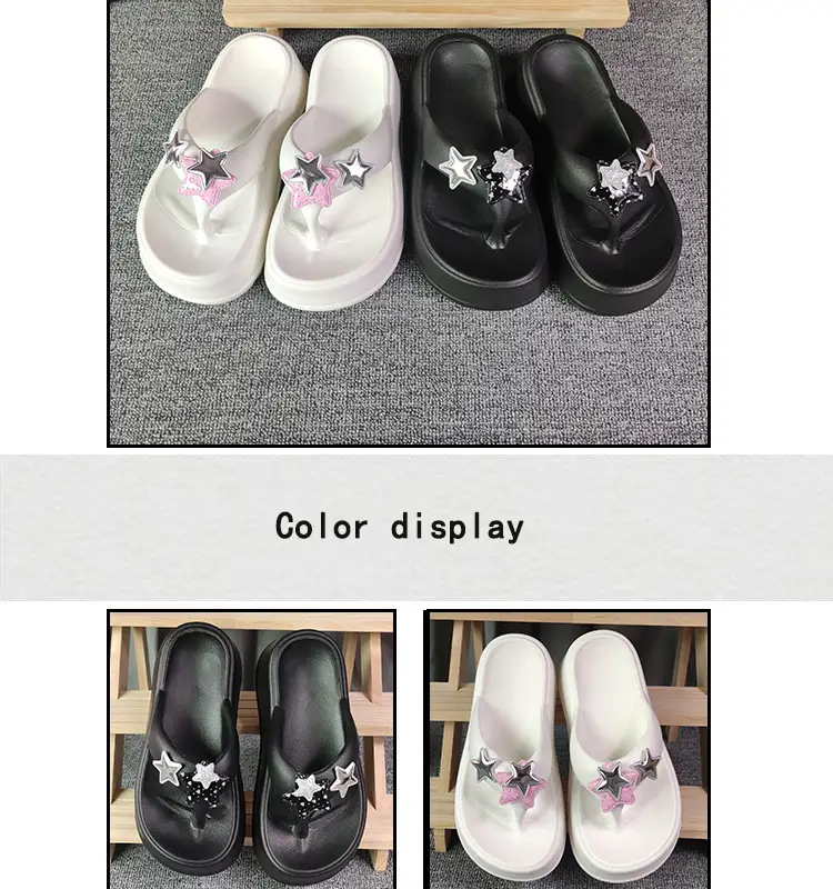 Summer Flip-flops Women's High-heeled Star Cartoon Summer Outer Wear Thick-soled Height-increasing Seaside Beach Non-slip Flip-flops — feature 6