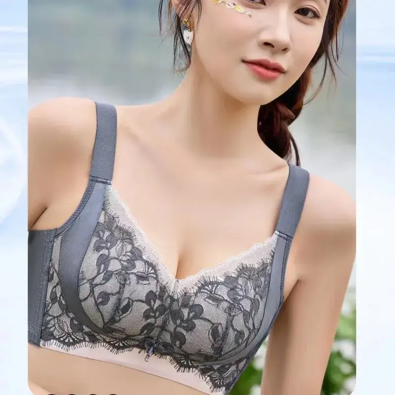 Medium-Thin Lace Trim Push-Up Bra - Image 6