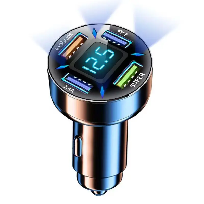 Digital Display Car Charger 4USB 66W Fast Charging