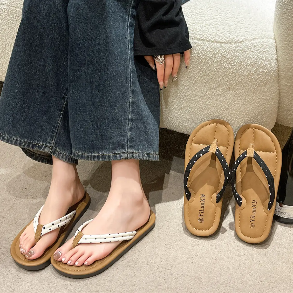 2024 Summer Women's Casual Dot Flip-Flops Plus Size - Image 19