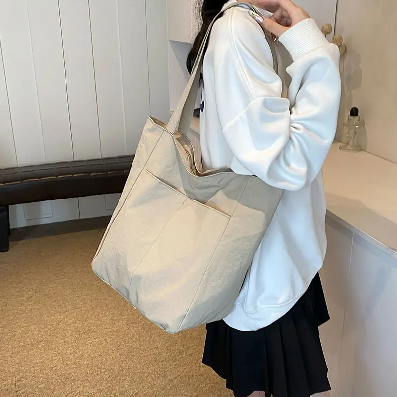 2024 Large Capacity Oxford Cloth Tote Bag Grey - Image 7