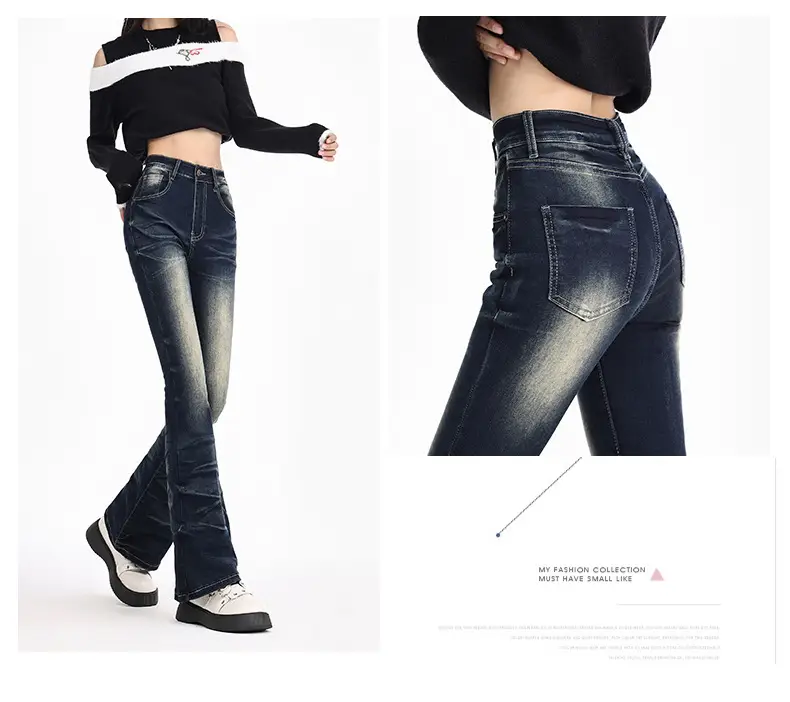 Dark Blue Flared Jeans Women Spring 2026 Slim Fit — feature 27