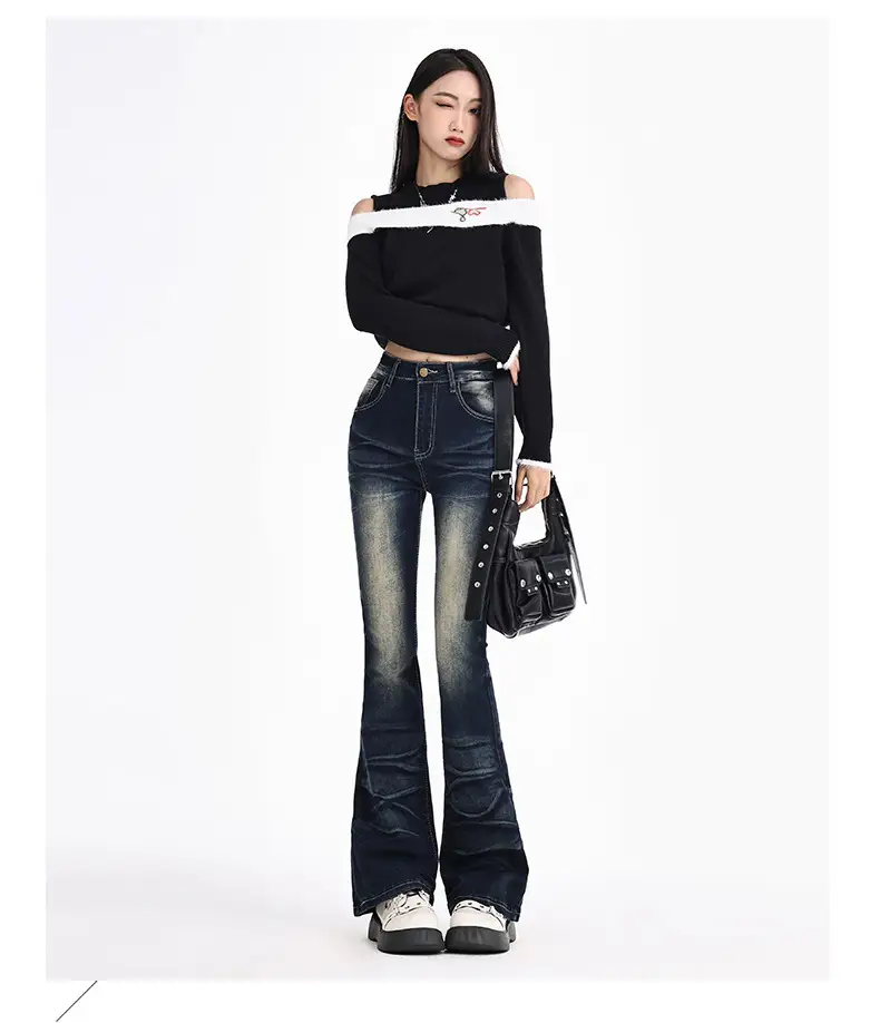 Dark Blue Flared Jeans Women Spring 2026 Slim Fit — feature 28