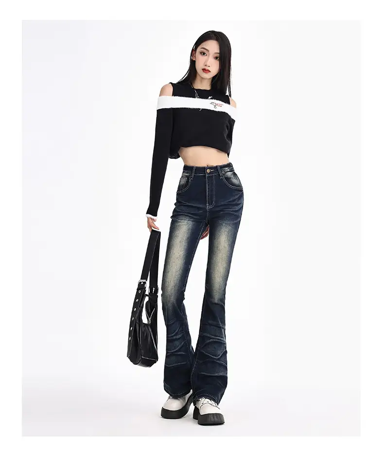 Dark Blue Flared Jeans Women Spring 2026 Slim Fit — feature 29
