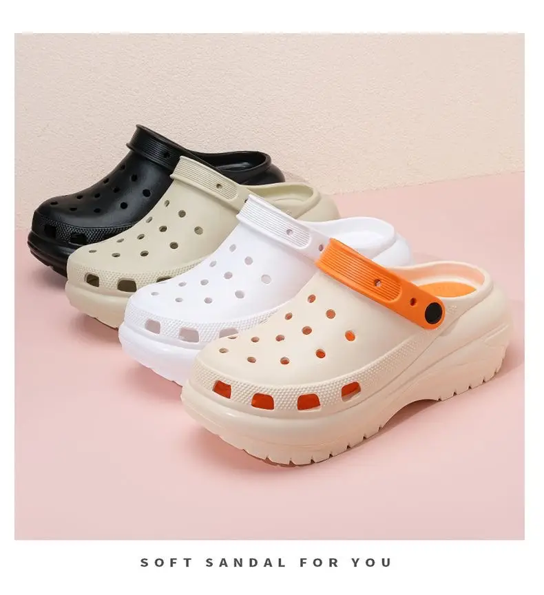 Women's White Croc Slippers with Heart Decor — feature 15
