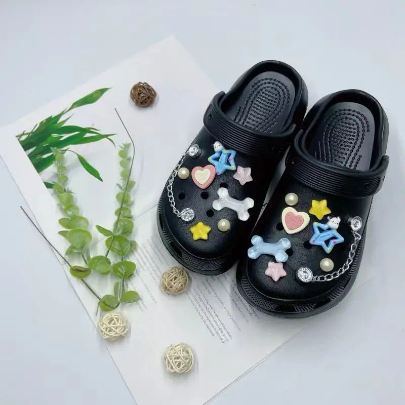 Women's White Croc Slippers with Heart Decor — feature 7