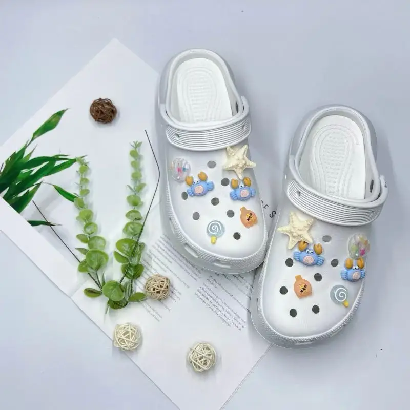 Women's White Croc Slippers with Heart Decor
