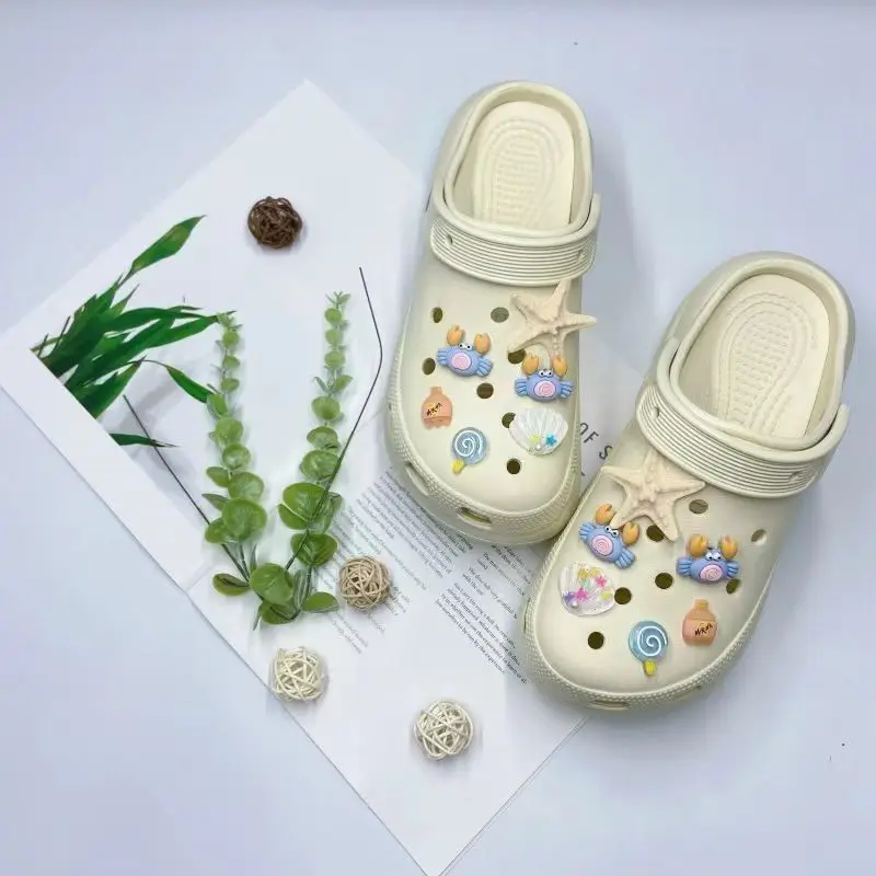 Women's White Croc Slippers with Heart Decor