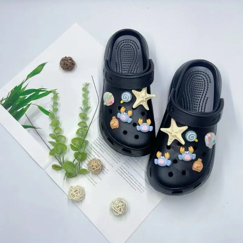 Women's White Croc Slippers with Heart Decor